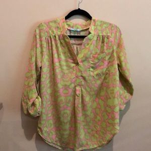 Karlie Abstract Cheetah Blouse Med